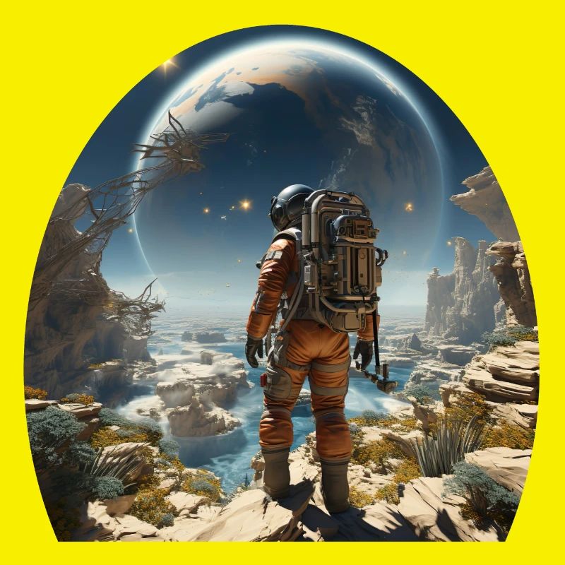Un astronaute explore des mondes extraterrestres