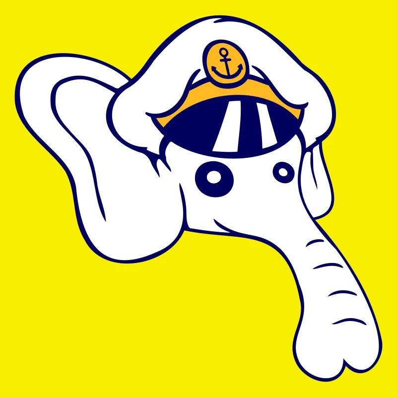 Drôle Petit Éléphant Tête Capitaine Mignon Mignon