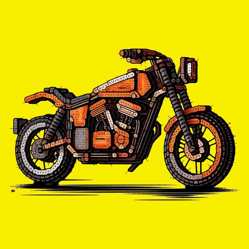 Motorrad als Oldtimer in 16-Bit Grafik