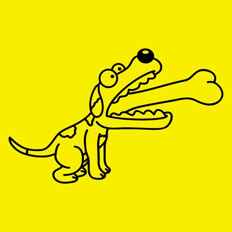 Hund Gierig Hungrig Großer Knochen Verschluckt