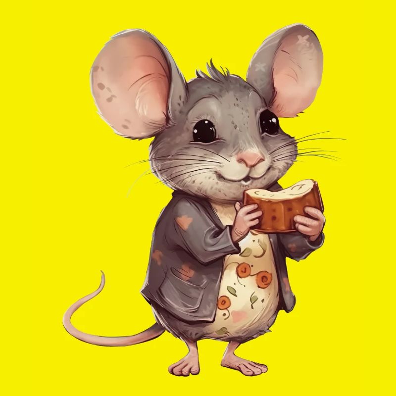Happy mouse with chocolate biscuit