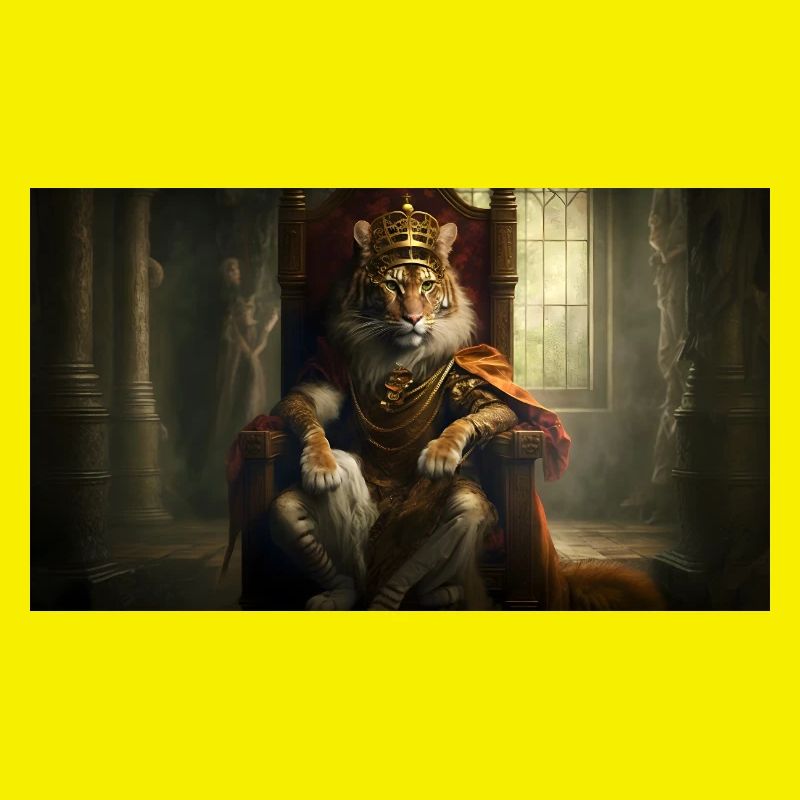 Tiger sitting on a throne, Generative AI