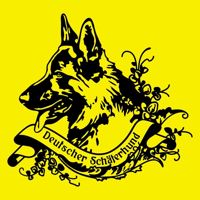 Old German Shepherd on Retro Banner