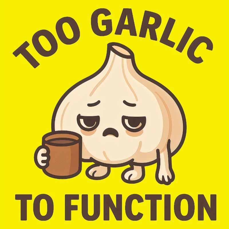 Too Garlic To Function Funny Garlic Pun