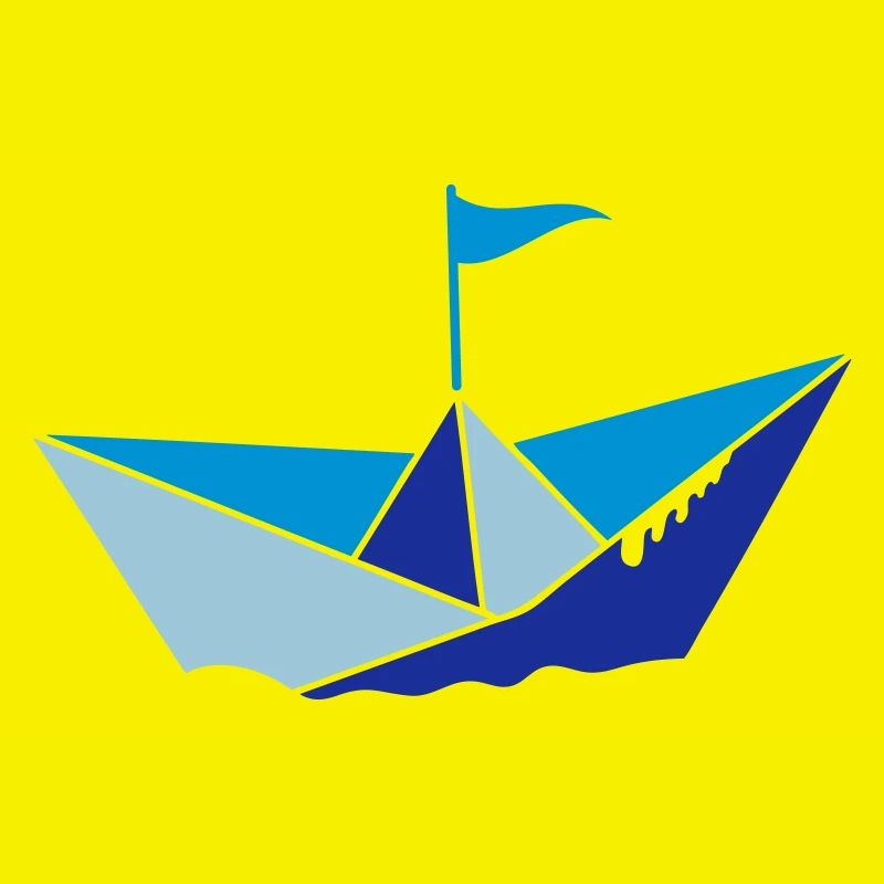 petit bateau en papier dans l'eau avec drapeau