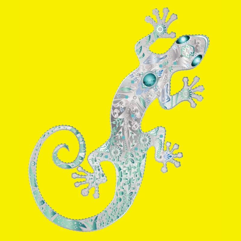 Ethno gecko d’argent et turquoise