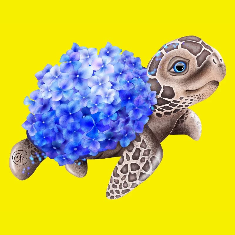 Turtle with Hydrangea