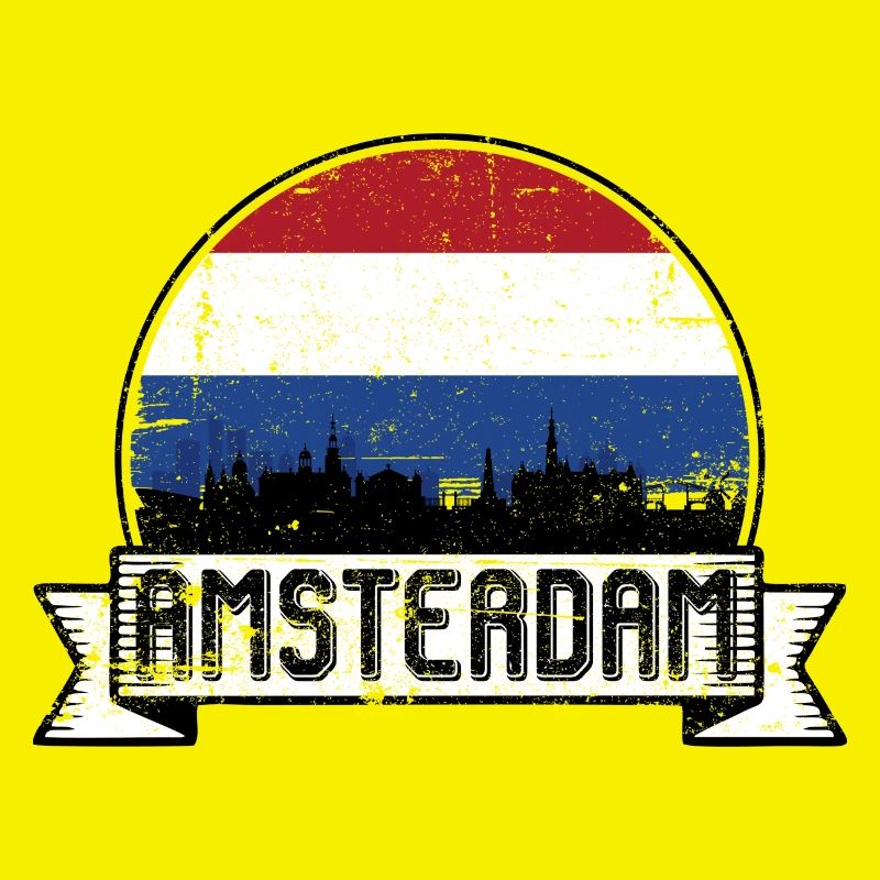 Amsterdam Skyline Retro Abzeichen