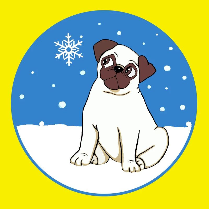 Mops im Schnee