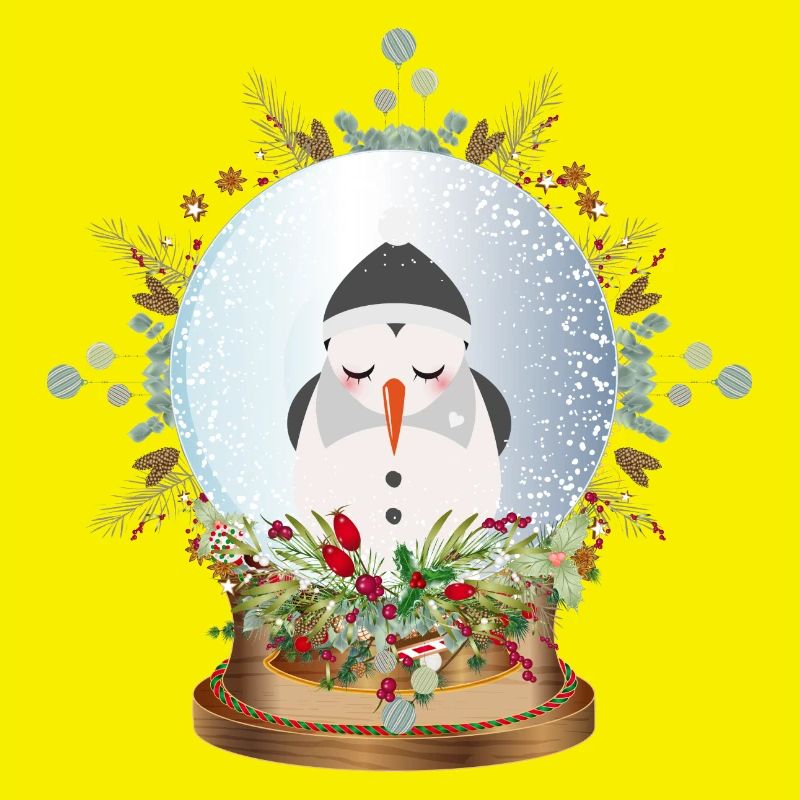 beautiful nostalgic snow globe with snowman