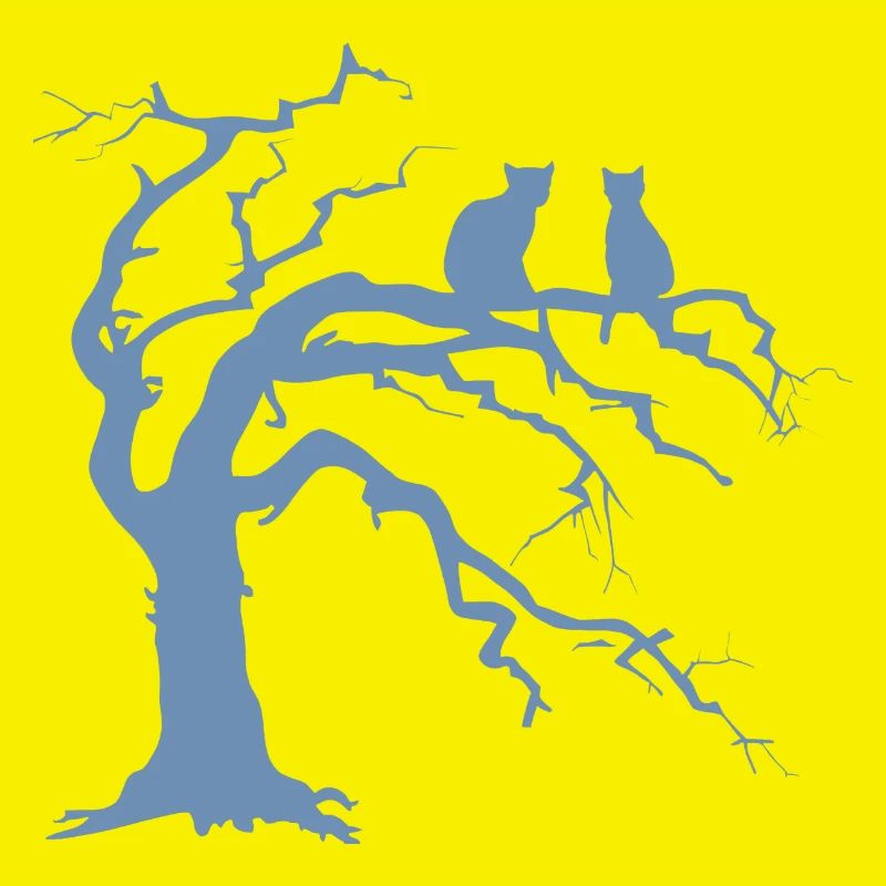 Toter baum mit 2 Katzen Silhouette