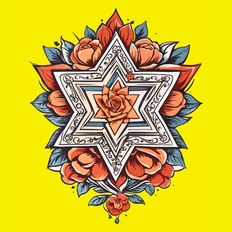 Étoile juive avec des fleurs