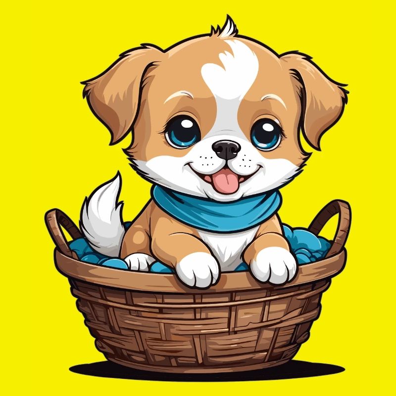 Chien mignon dans un panier pour chien