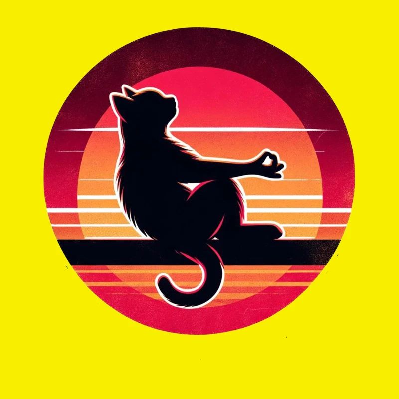 Silhouette de chat au coucher de soleil