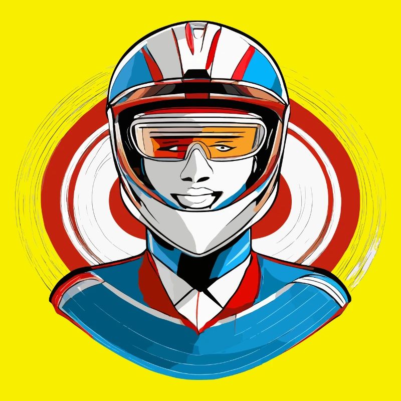 Rennfahrer mit Helm