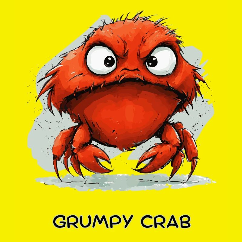 Grumpy Crab - Mürrische Cartoon Krabbe Design