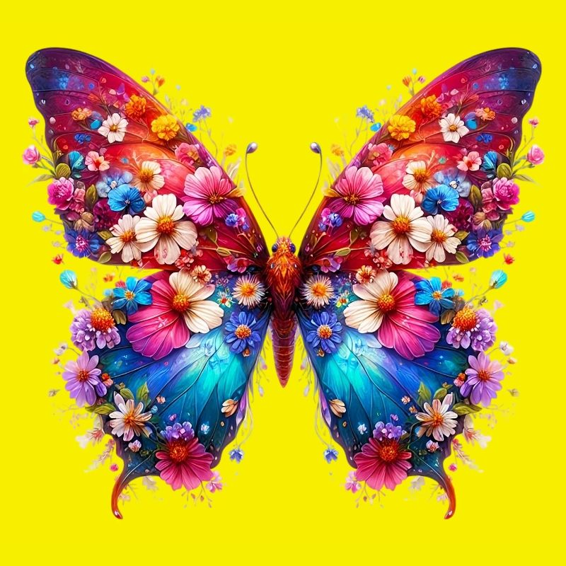 Papillon décoré de fleurs