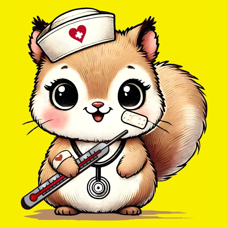 Bezauberndes Eichhörnchen als Krankenschwester