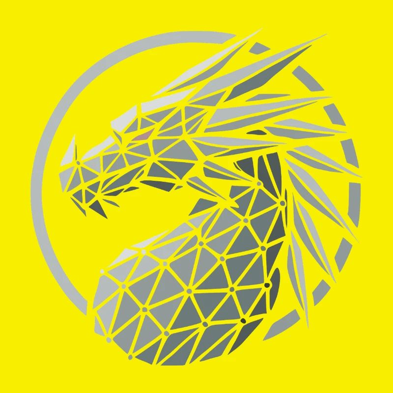 Blue Polygons Dragon Head