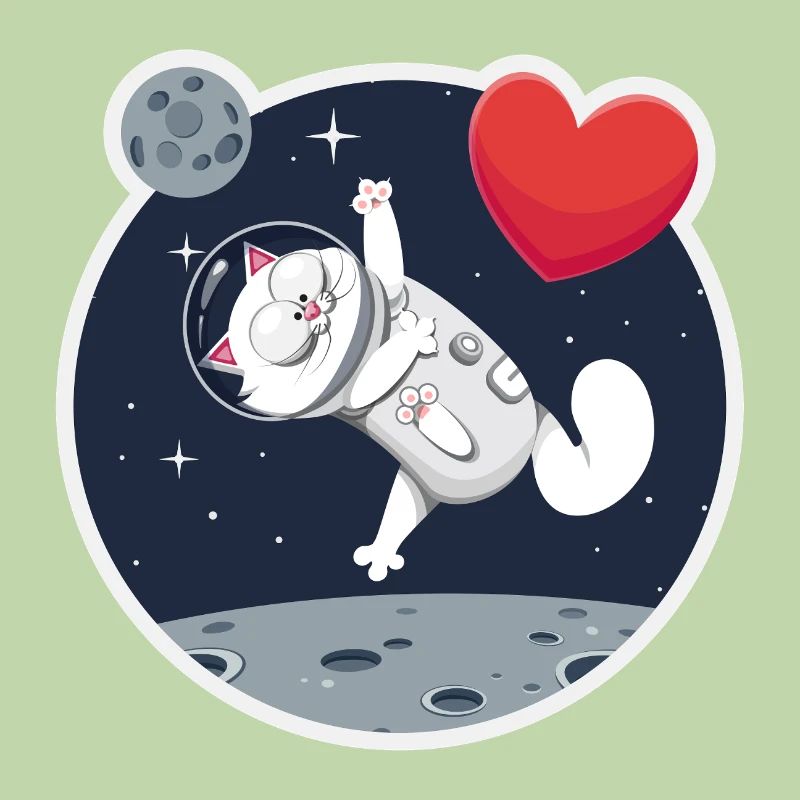 Einsame Astronautin Katze fängt Herz
