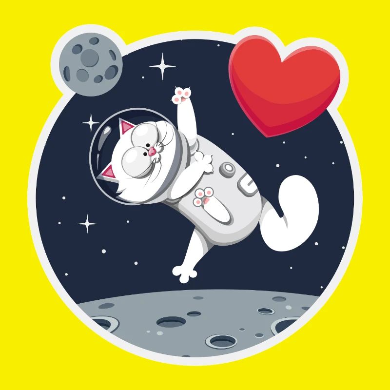 Einsame Astronautin Katze fängt Herz