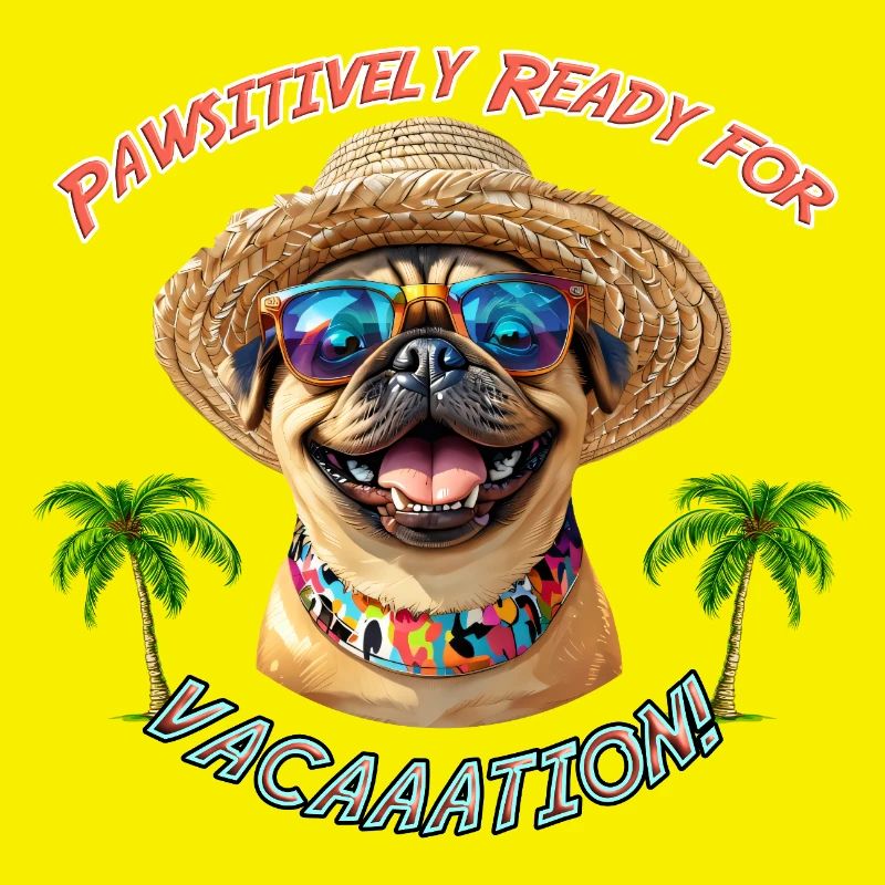 Pug in summer look: Pawsitively Ready