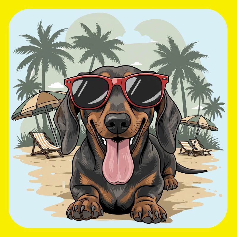 Teckel de plage Teckel Teckel avec lunettes cool