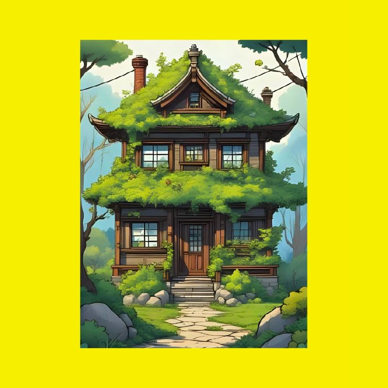 Japanese House Stylized Artwork