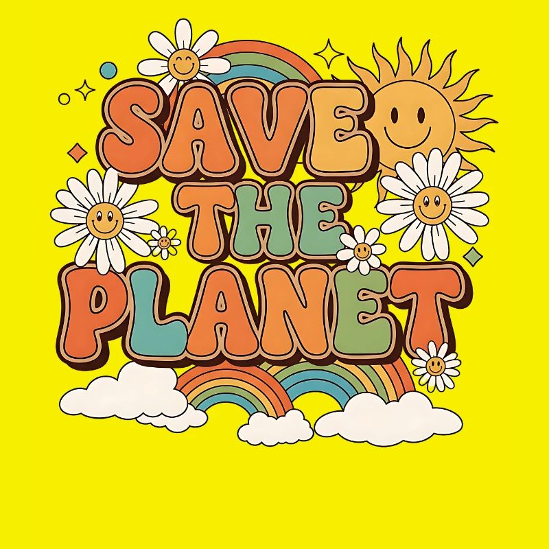 Save the Planet Retro Style Design
