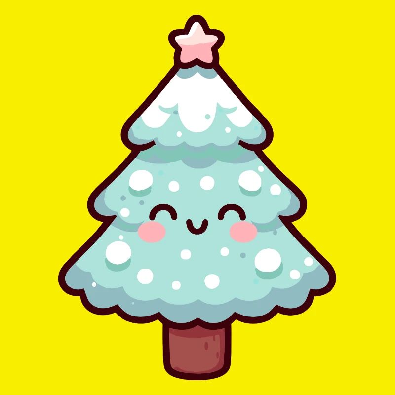 Conception d’arbre de Noël enneigé kawaii