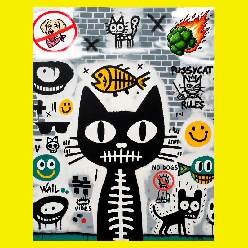 Chat urbain Graffiti mural