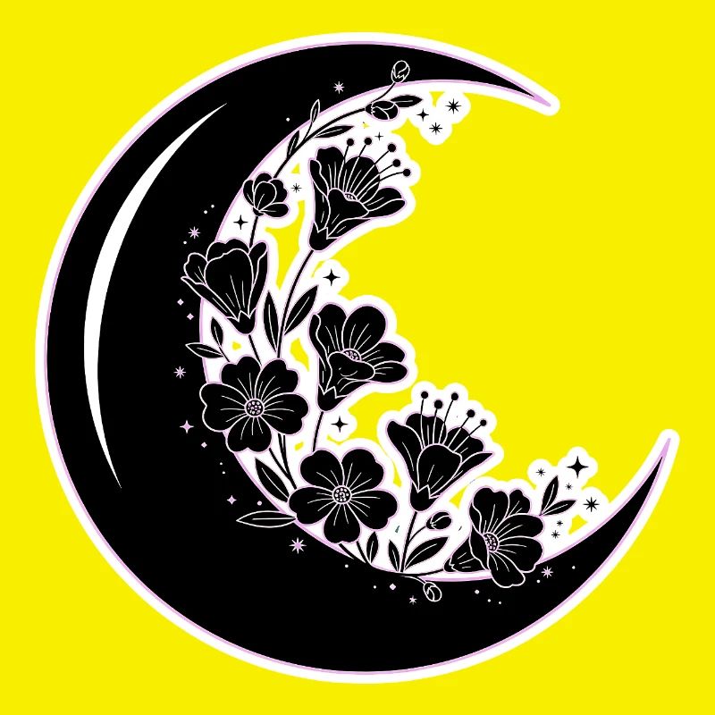 Illustration florale de la phase de lune