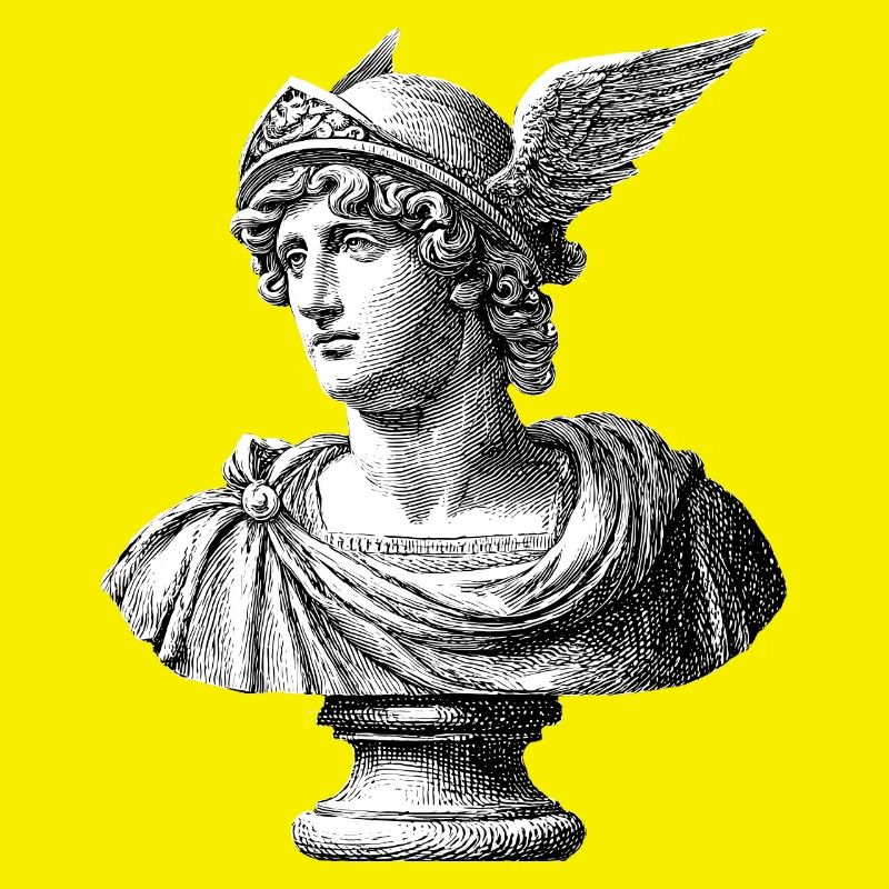 Antique Bust Hermes - Classic Engraving