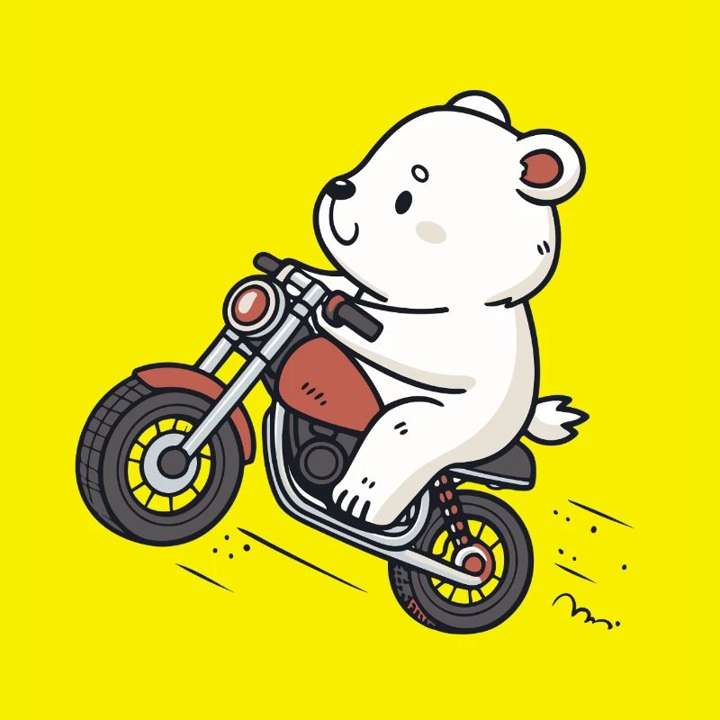 Polar bear biker retro motorcycle