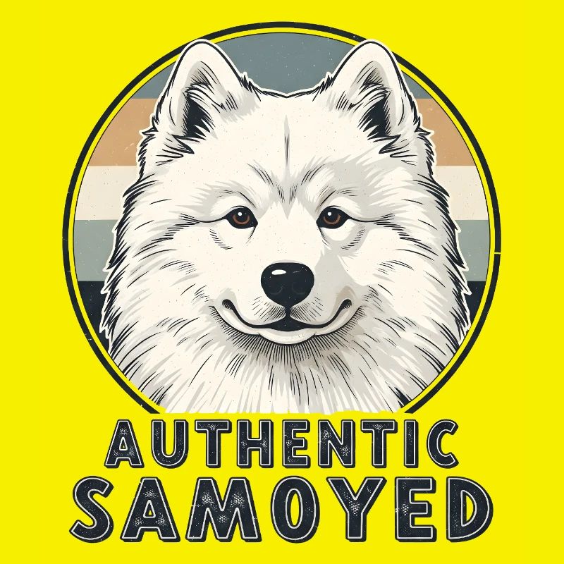 Authentique Samoyède Sourire Chien Rétro