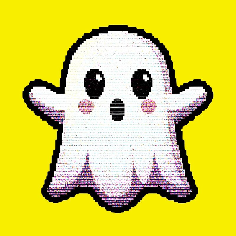 Glitch Pixel Ghost dit « Boo ! » – Mignon et rétro