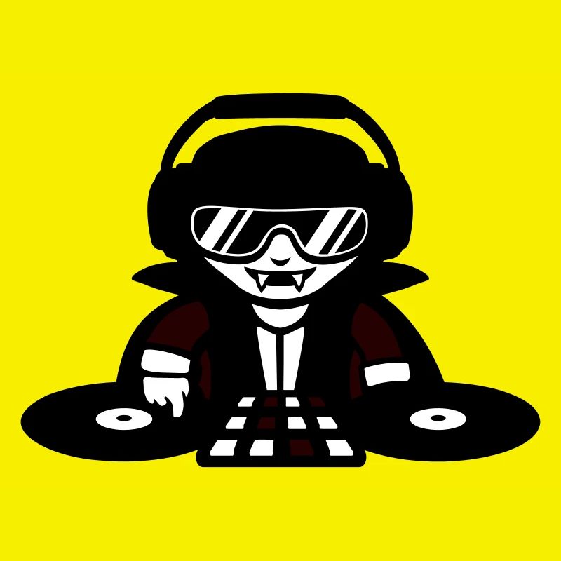 Vampire DJ DJ avec table de mixage et platine vinyle