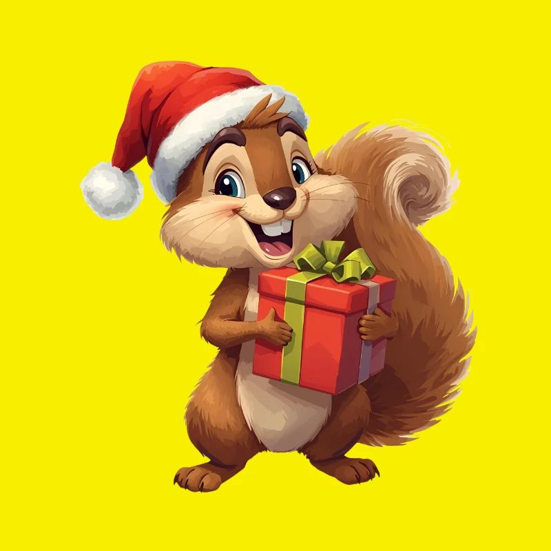Écureuil de Noël avec cadeau