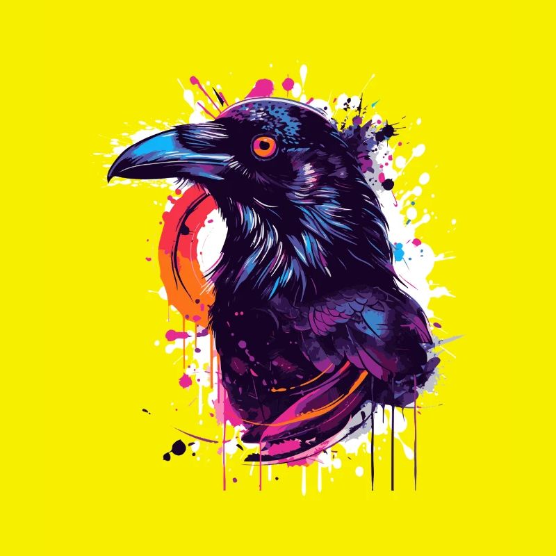 Explosion de couleur Corbeau Éclaboussure de néon
