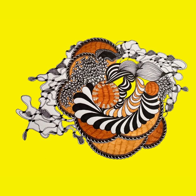 Orange Spiral Black and White Pattern