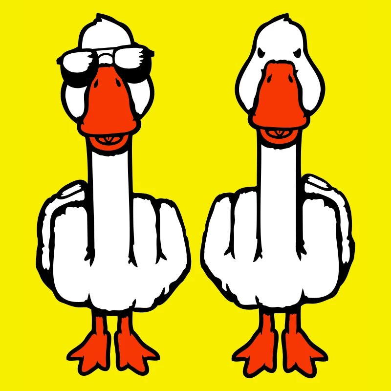 2 Gans Doppel Mittelfinger Gänse Freunde Team Duo