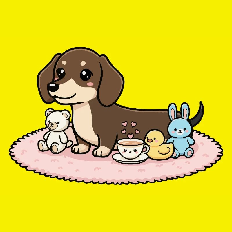 Teckel avec des peluches