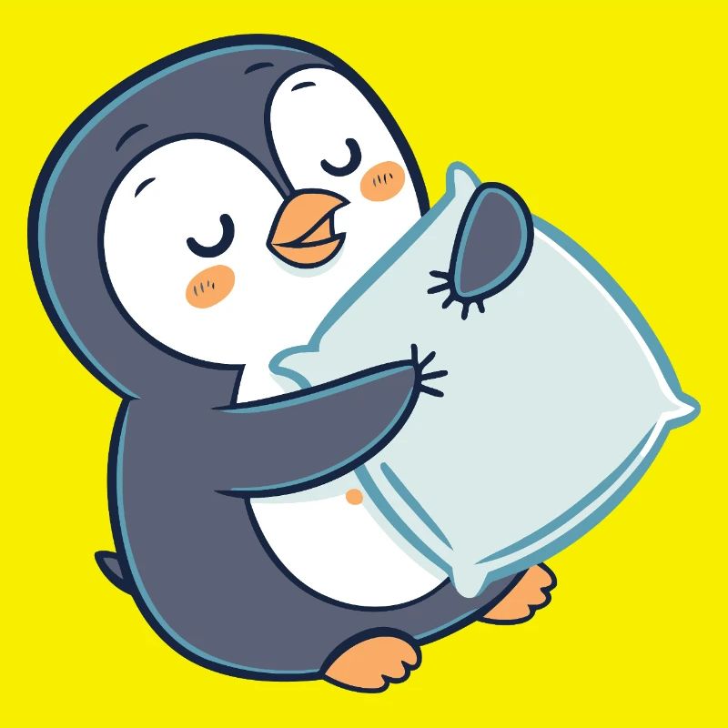 Penguin Cuddle on Pillow