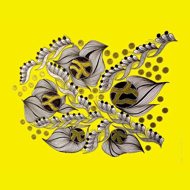Motif de lignes de feuilles avec points dorés