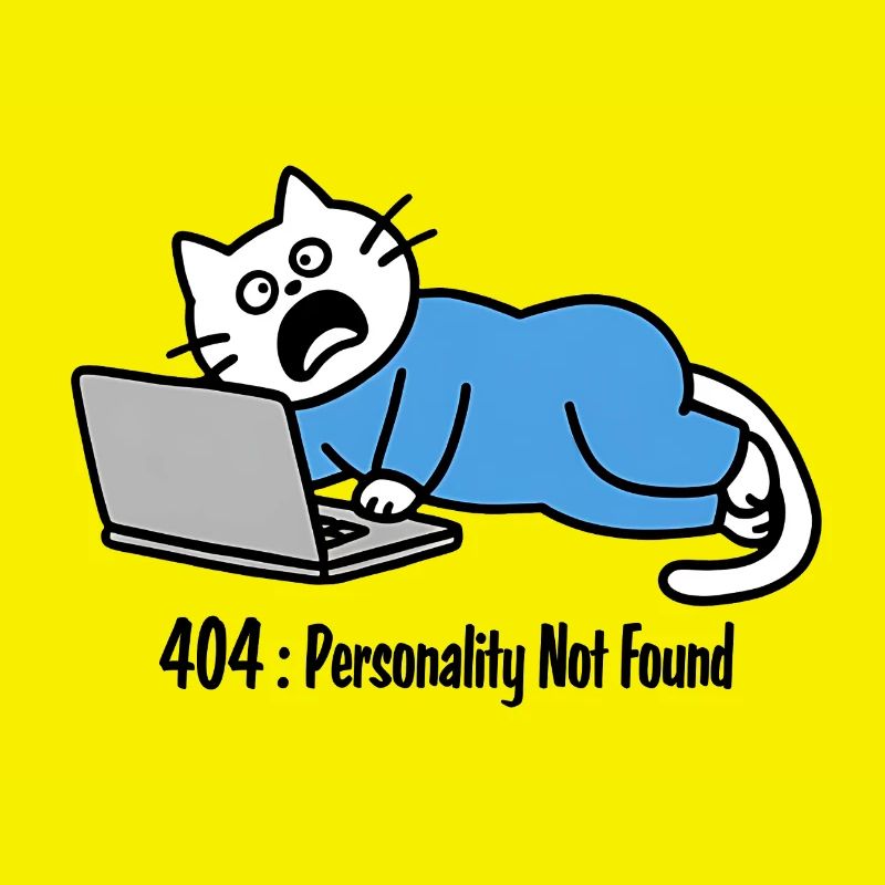 404 : Personality Not Found, dessin de chat