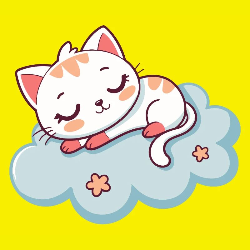 Sleeping Kitten on Soft Cloud