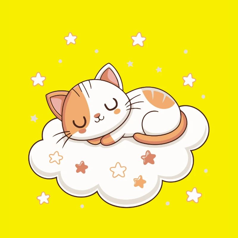 Dreamy kitten on cloud