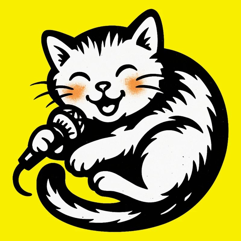 Cat singer with microphone