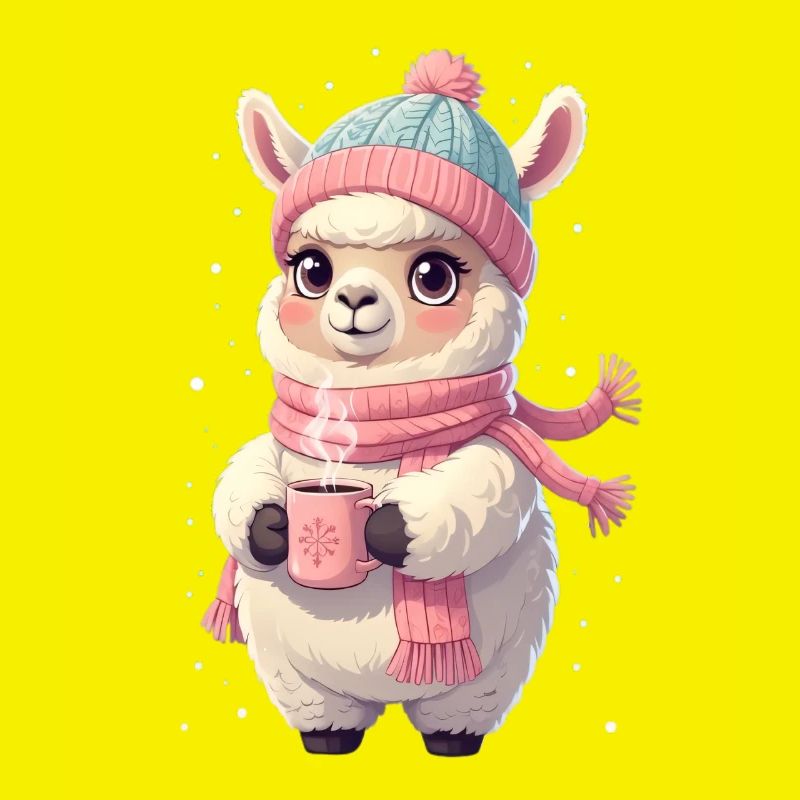 Winter Llama with Tea