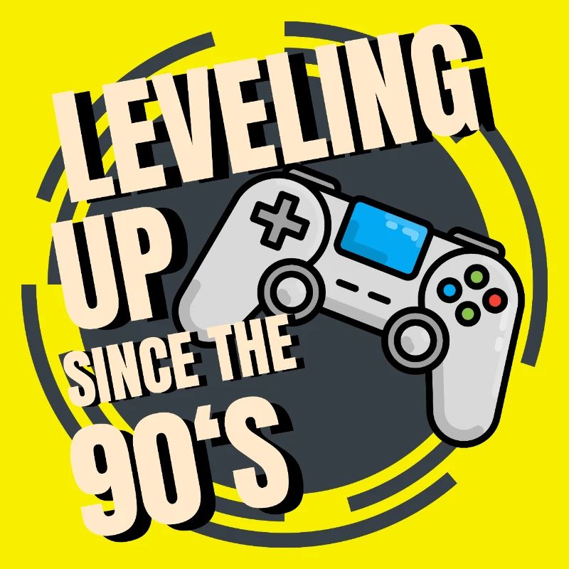 Retro game controller with 90s text